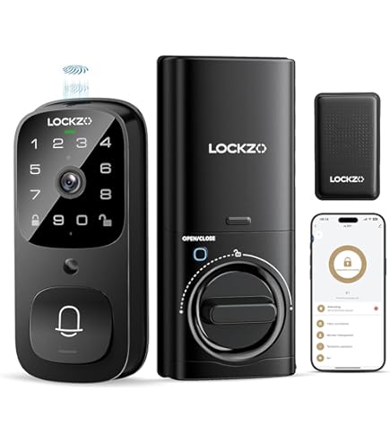Lockzo Smart Lock with Camera, 6-in-1 WiFi Doorbell Keyless Entry